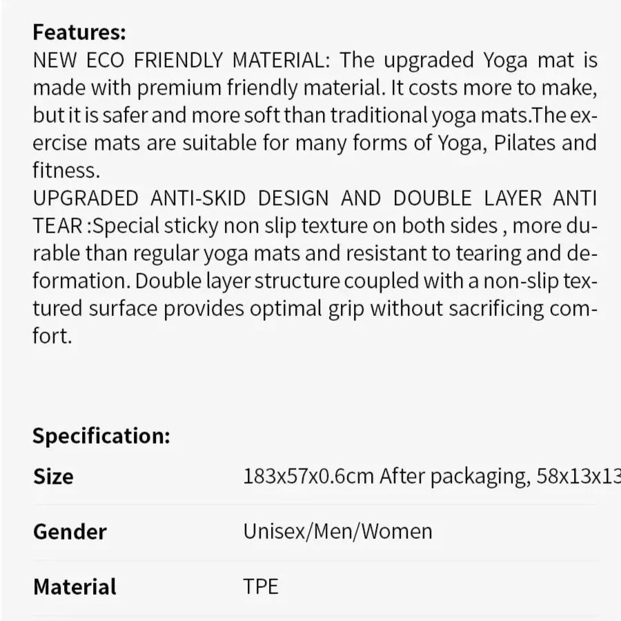🖤Eco Friendly Non-Slip Yoga Mat