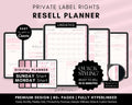 PLR Undated Digital Planner, Hyperlinked. Premium Design, Aesthetic Pink Pastels PLR Canva Template Resell Planner with Private Label Rights